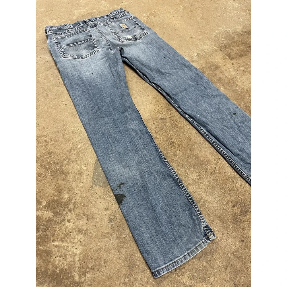 Carhartt 102804 M49‎ Jeans Mens 32x32 Medium Wash Blue Relaxed Stretch Zip Fly